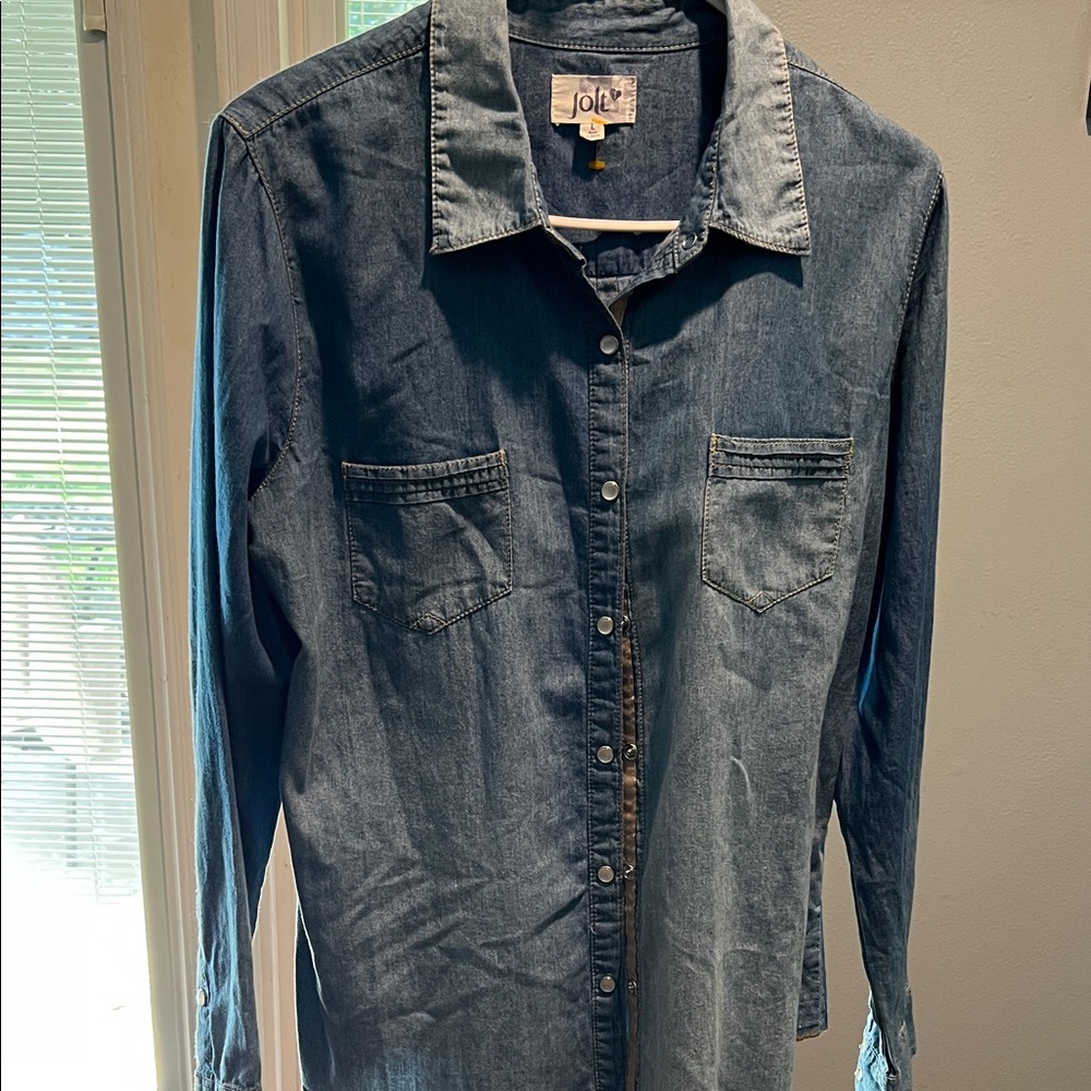 BNWT Jolt Blue Chambray Long Sleeve Shirt Pearl-snap button